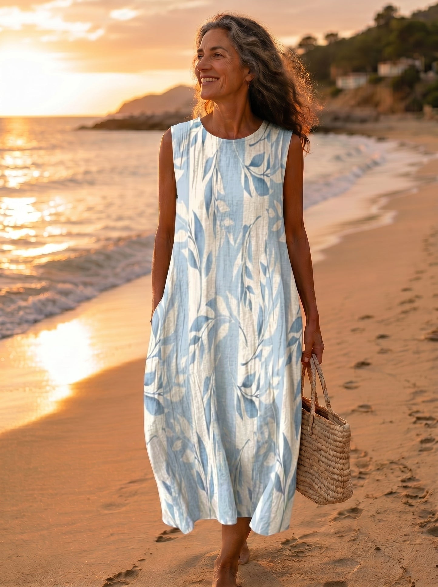 Saga | Leafy Print Midi Dress