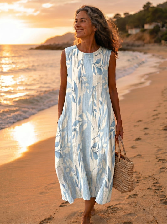 Saga | Leafy Print Midi Dress