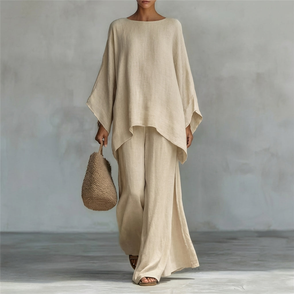 Cristina | Two-Piece Long-Sleeve Blouse and Wide-Leg Trousers Set