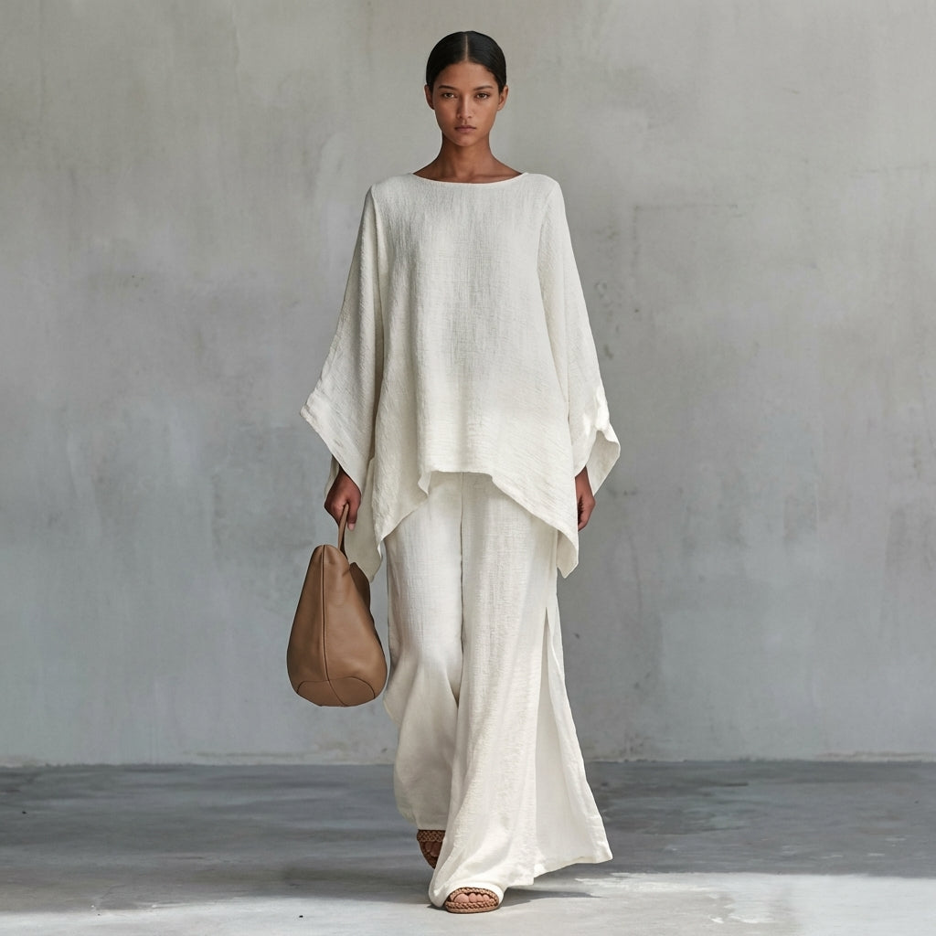 Cristina | Two-Piece Long-Sleeve Blouse and Wide-Leg Trousers Set
