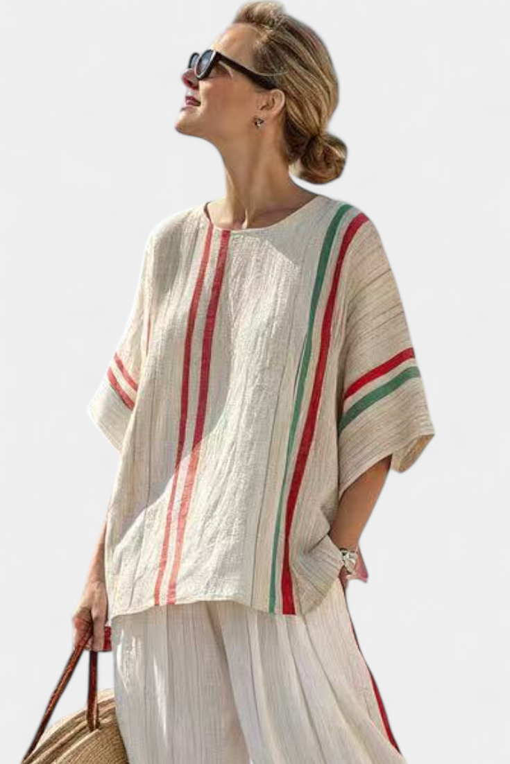 Noemi | Printed Boho Blouse and Wide-Leg Trousers Set