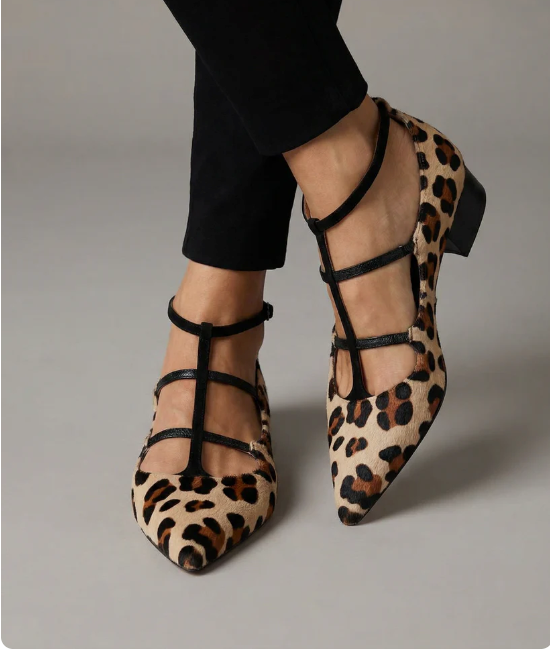 Bridget | Zapatos de tacón con tiras de leopardo