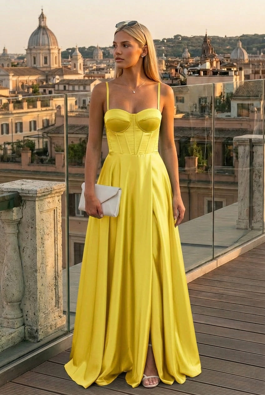 Champán | Vestido Largo Satinado