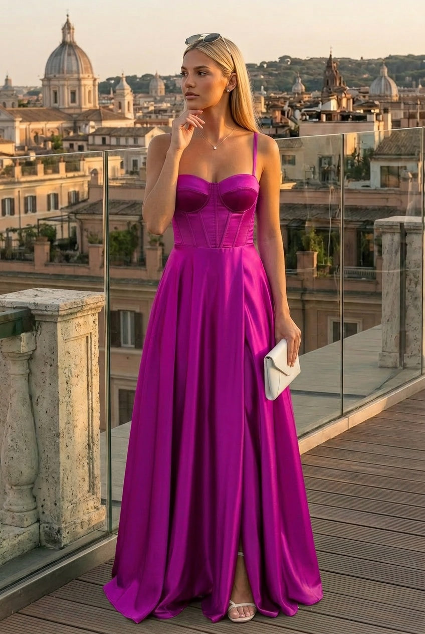 Champán | Vestido Largo Satinado
