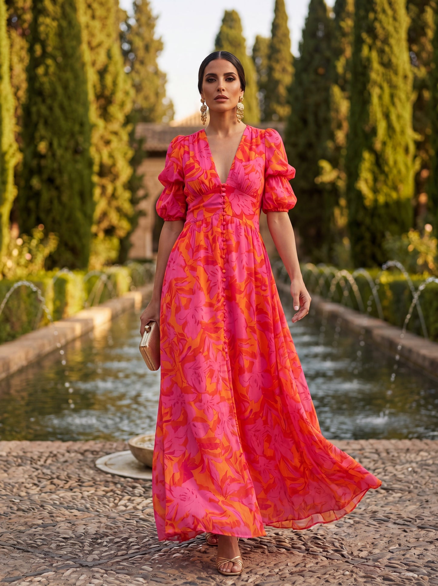 Olvera | Flowing V-Neck Maxi Dress