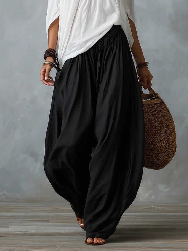 Off-the-Shoulder Top and Lantern Pants Set, Rayon Blend