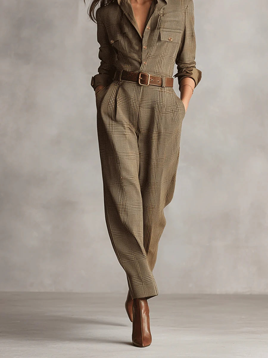 Anna | Elegant Monochromatic Plaid Set