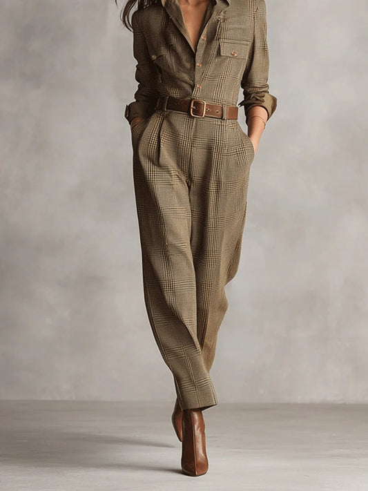 Anna | Elegant Monochromatic Plaid Set