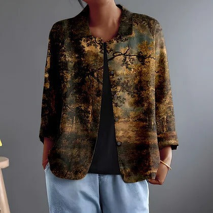 Fiorenza | Painterly Forest Landscape Blouse