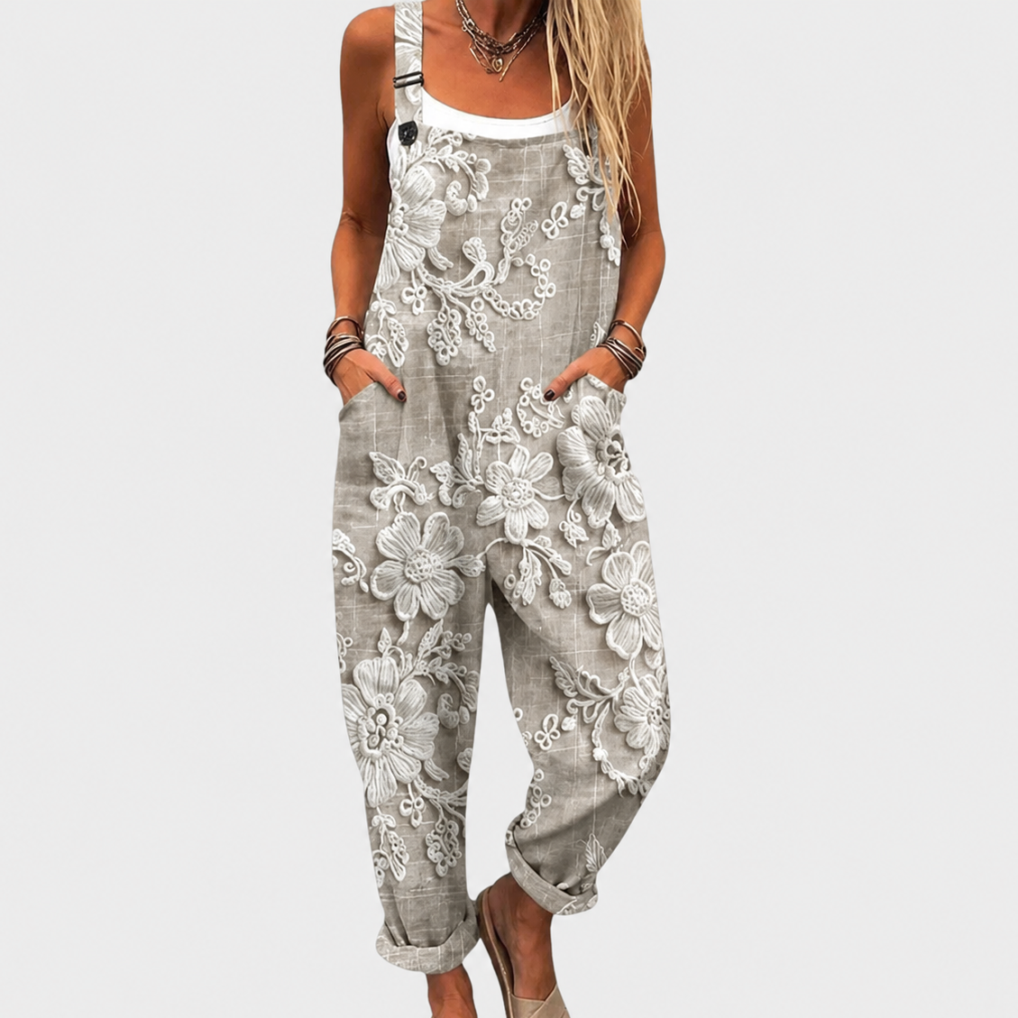 Grey | Comfortable Printed Jumpsuit — Style 33