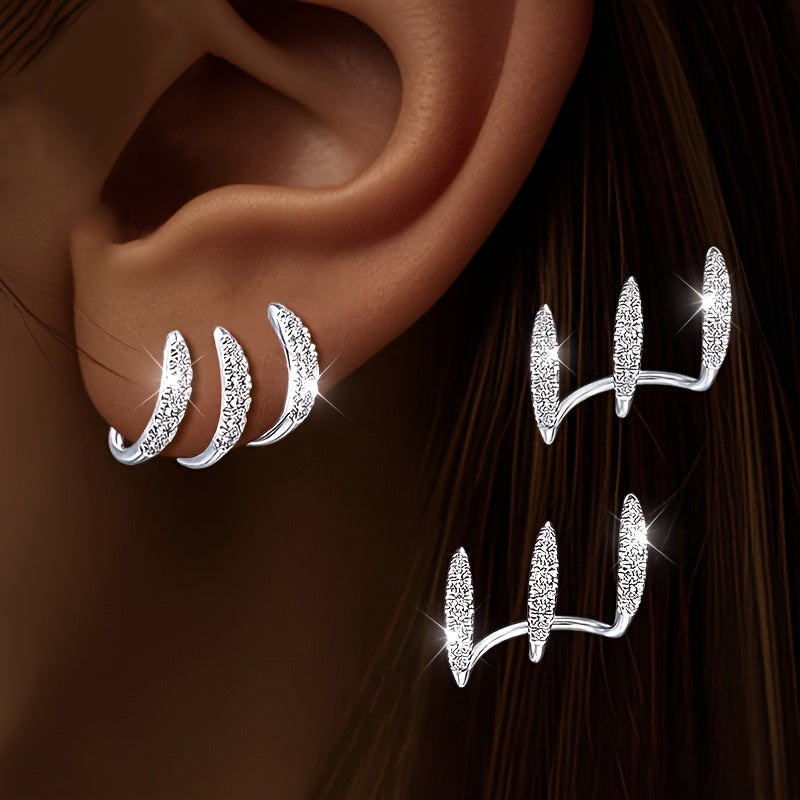 Elegant Three-Prong Rhinestone Earrings
