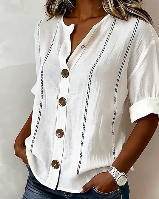 Celestina | Blouse with Short Sleeves and Buttons