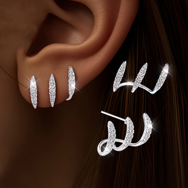 Elegant Three-Prong Rhinestone Earrings