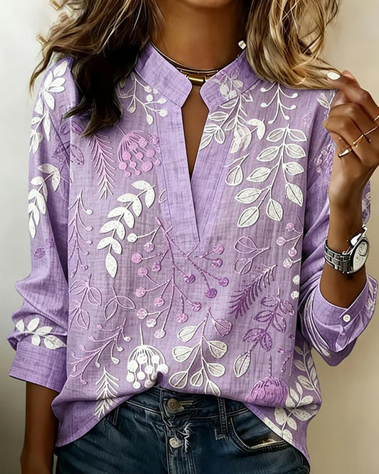 Evelina | Floral Blouse with High Collar