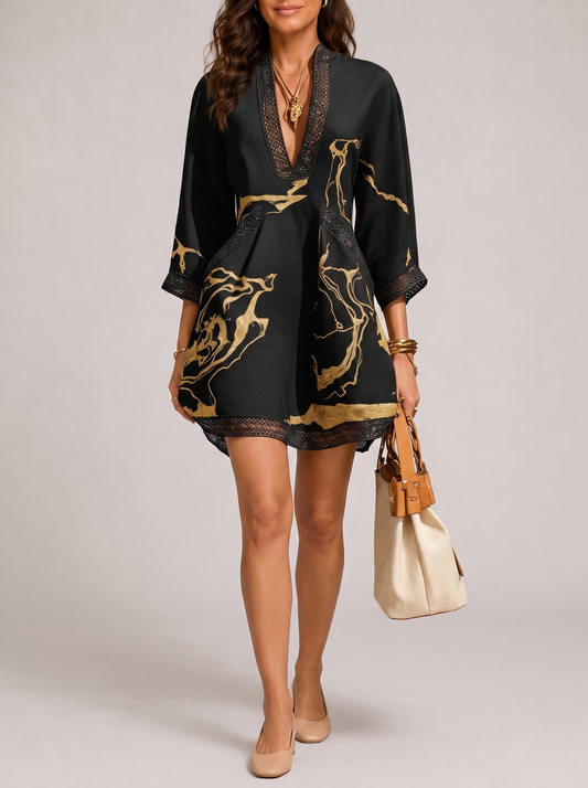 Divine Tailored Dress with Marble Print