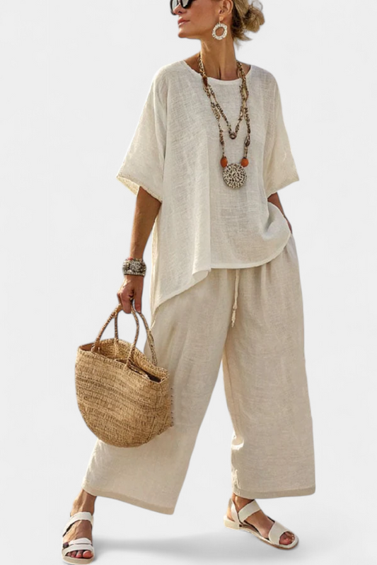 Beatrice | Essential Comfy Shirt and Wide-Leg Trousers Set