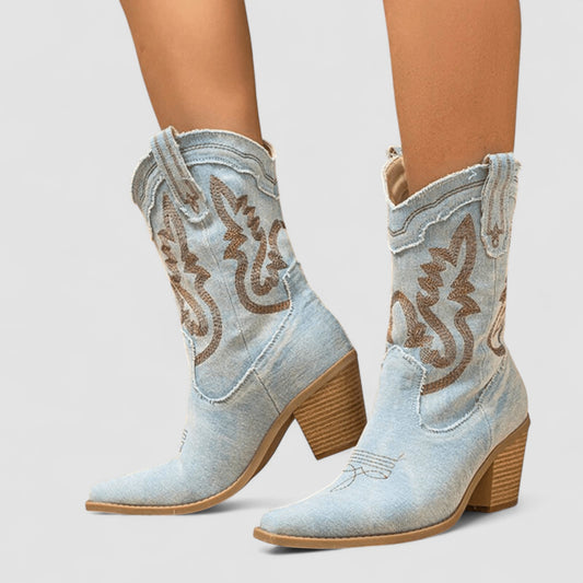 Carolina | Embroidered Western Ankle Boots
