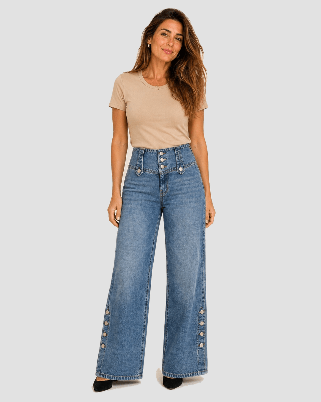 Abril High-Waisted Wide-Leg Jeans