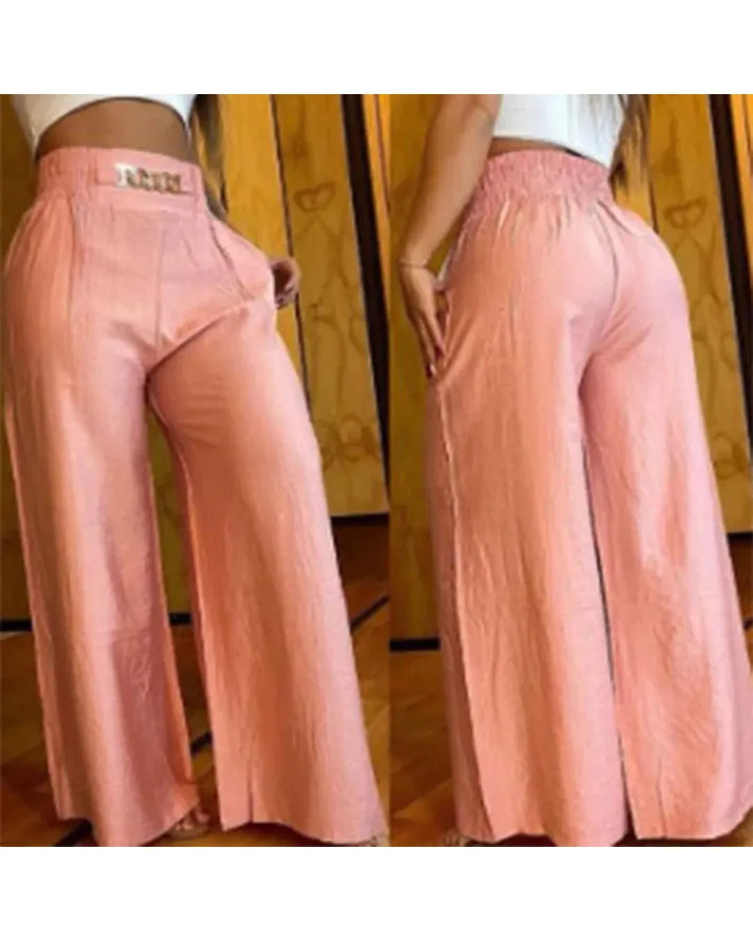 Siena Wide-Leg Trousers - Salmon