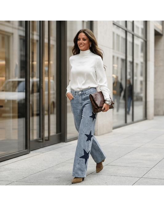 Vega Straight-Leg Jeans with Stars