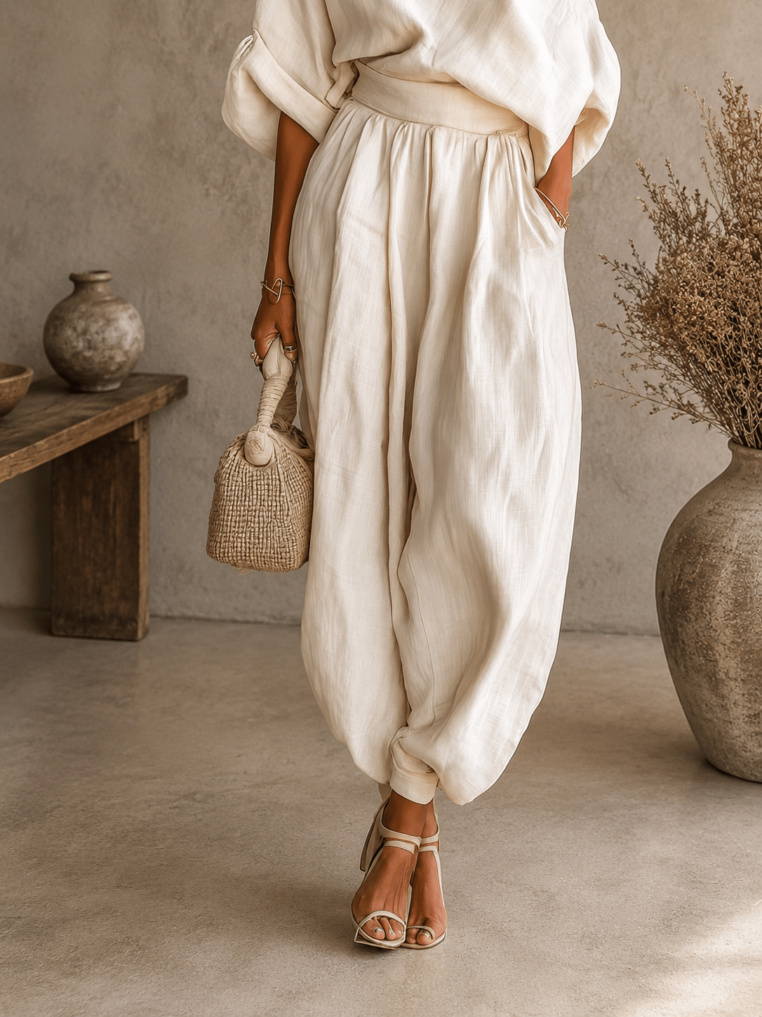 Janet Off-Shoulder Top and Slim Trousers Set
