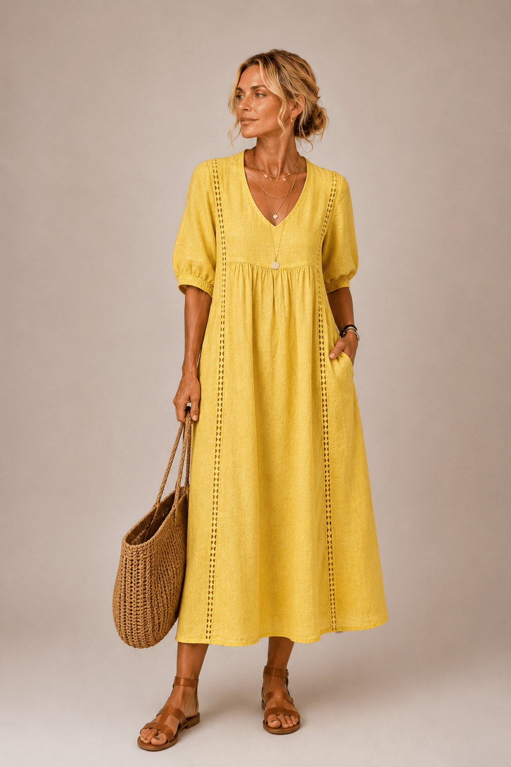 Sefi Summer Midi Dress - Yellow