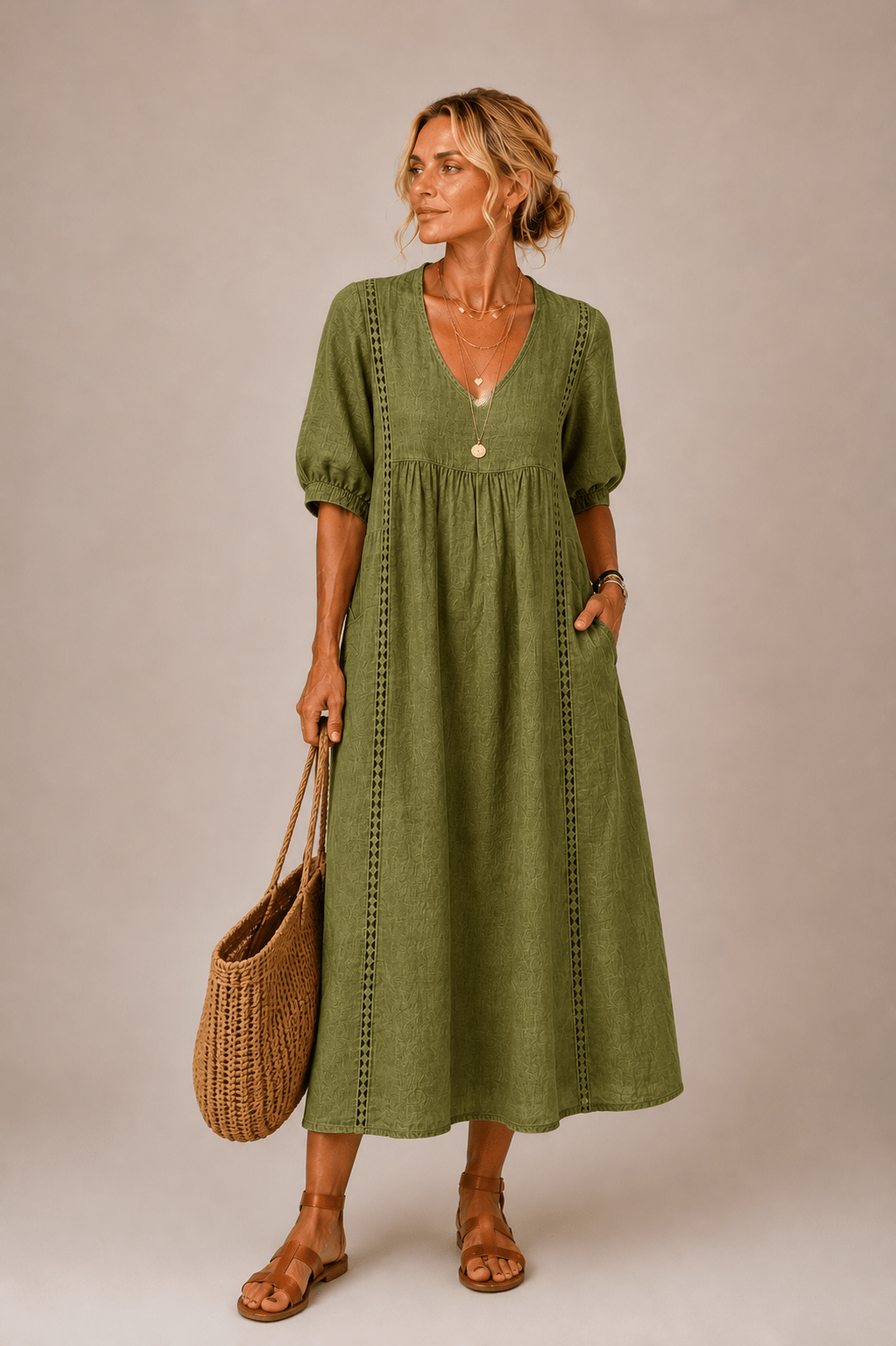 Sefi Summer Midi Dress - Green