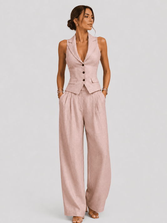 Ana | Women's Two-Piece Set with V-Neck and Buttons