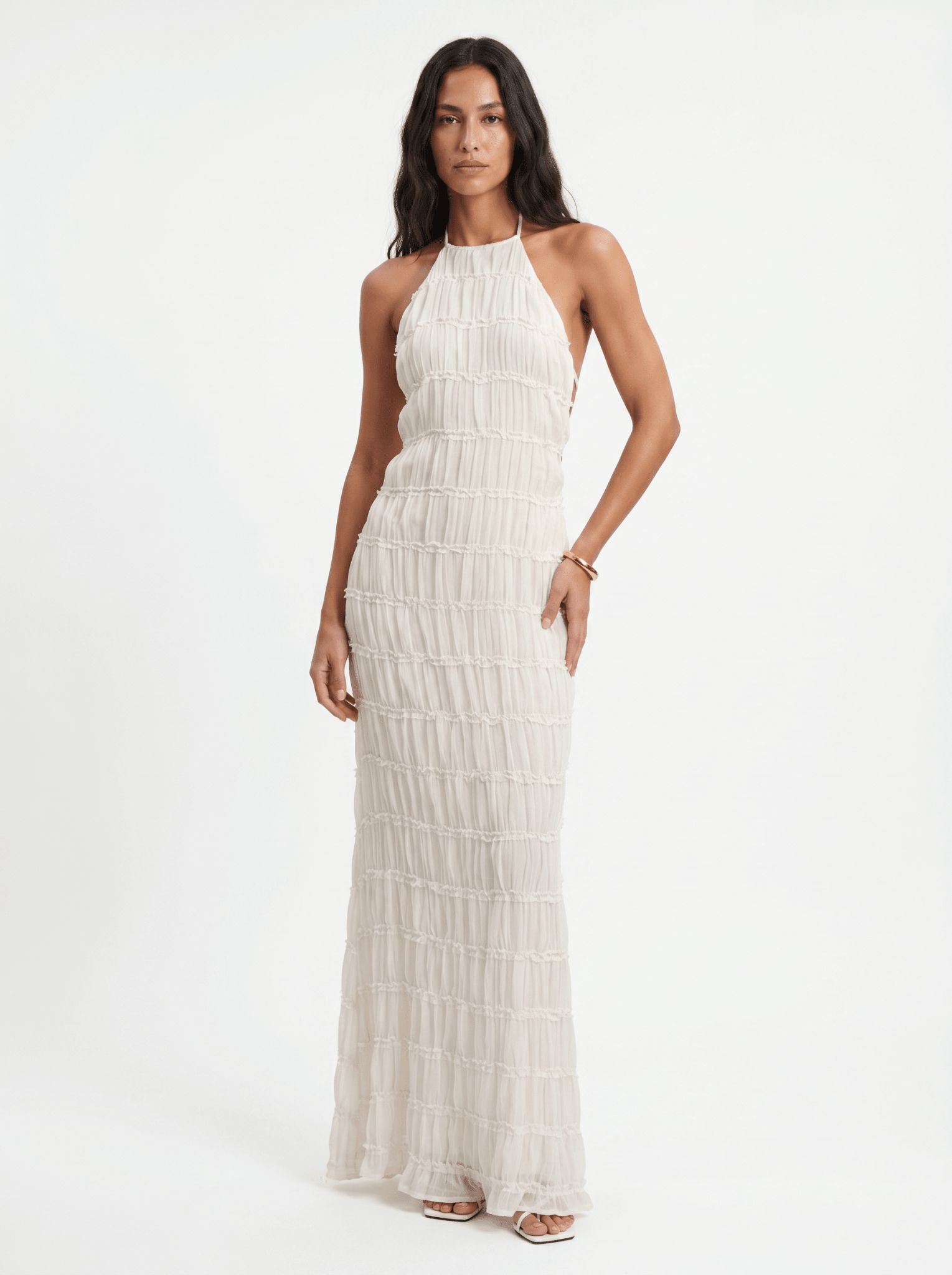 Angela Long Summer Dress - White