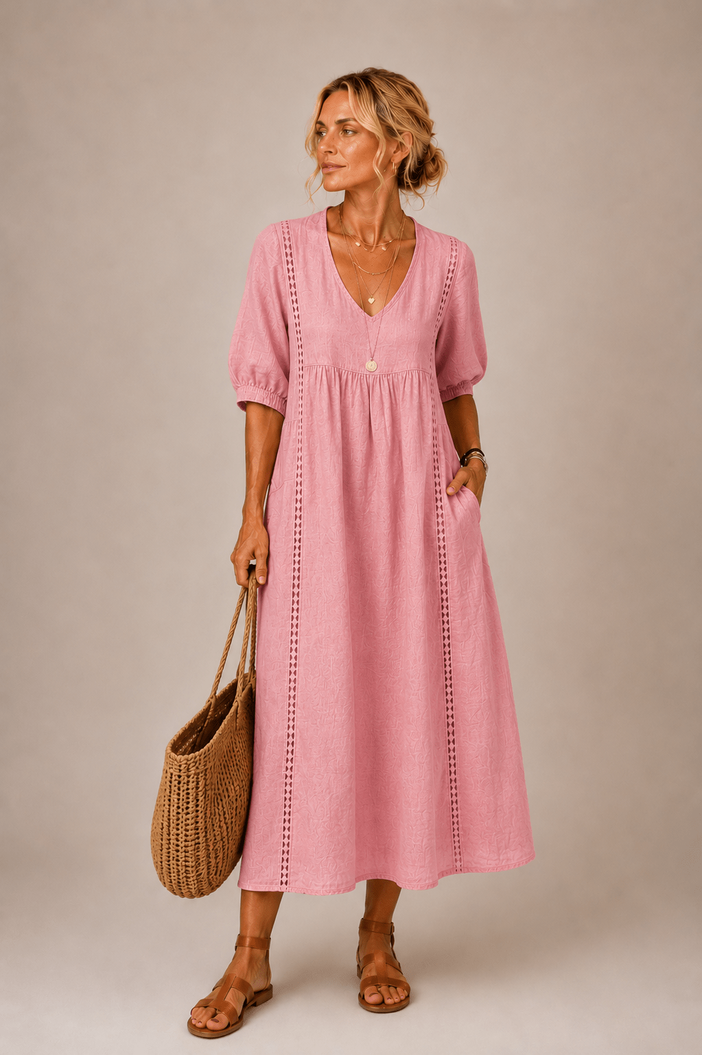 Sefi Summer Midi Dress - Pink