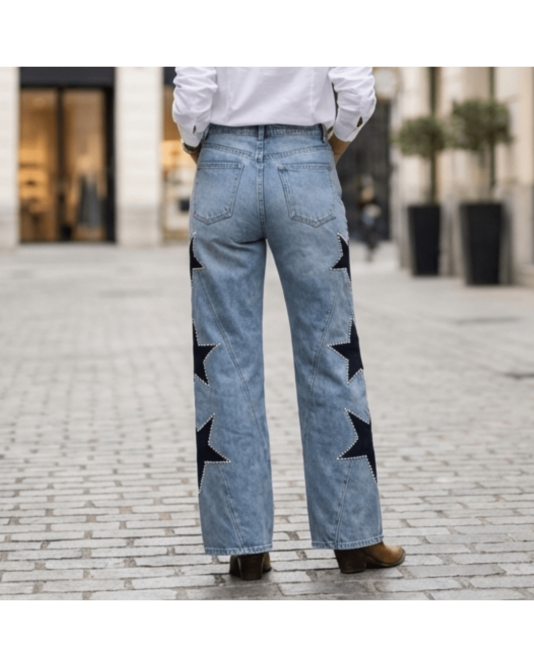 Vega Straight-Leg Jeans with Stars