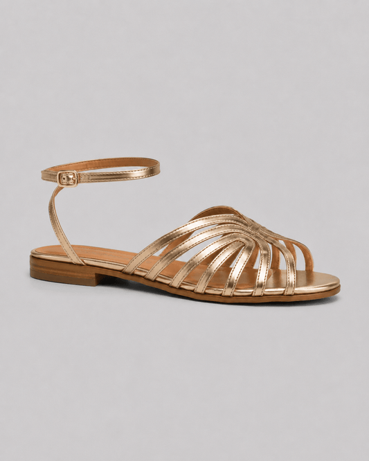 Victoria | Golden Sandals with Jewel Details