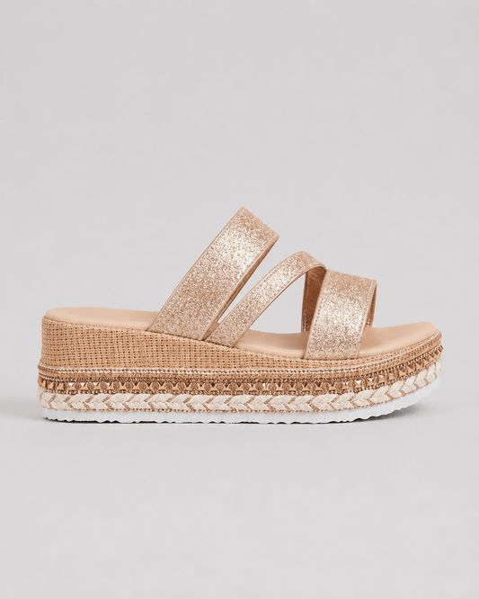 Sabela | Elegant Golden Wedge Sandals