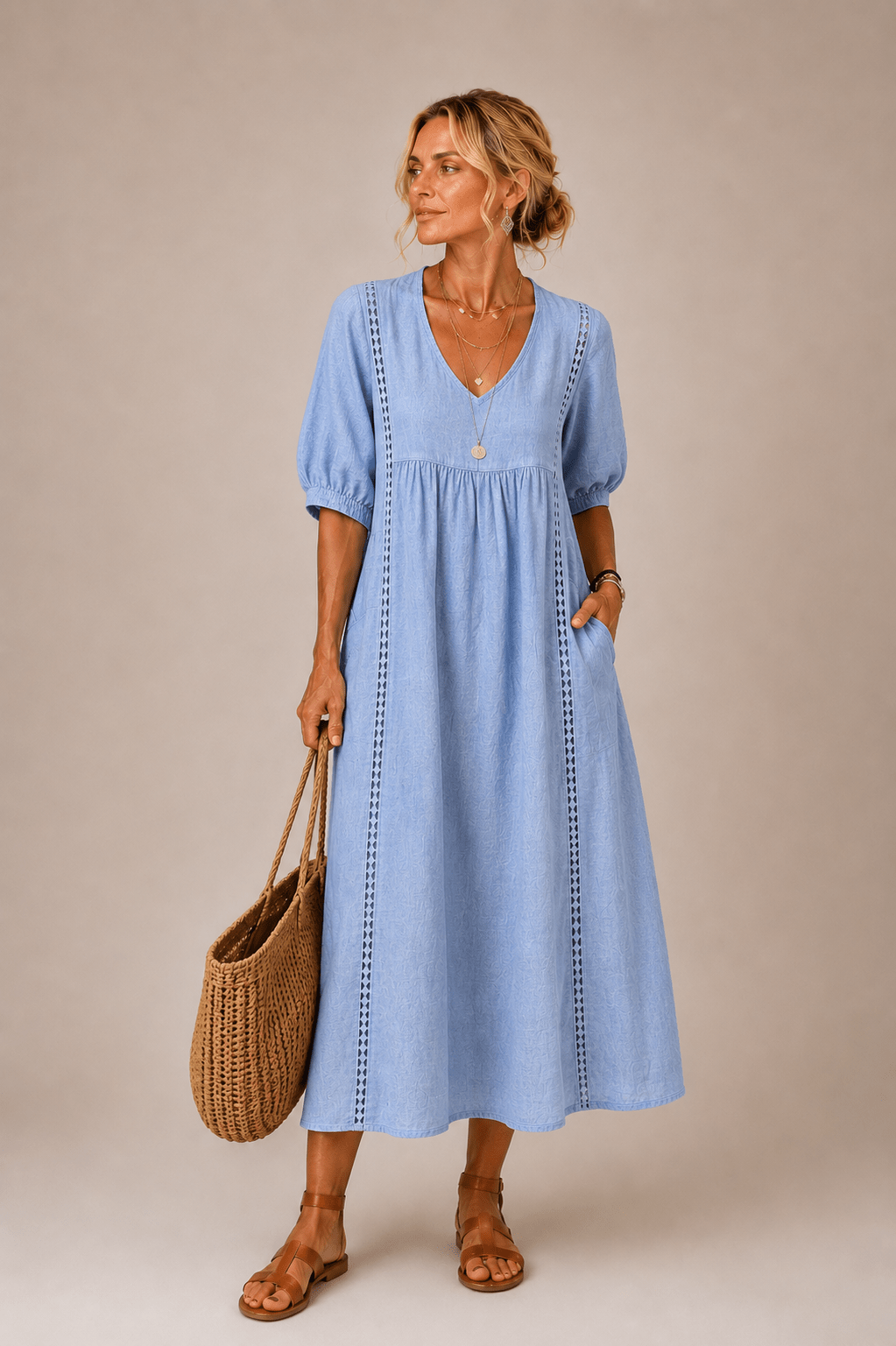 Sefi Summer Midi Dress - Blue