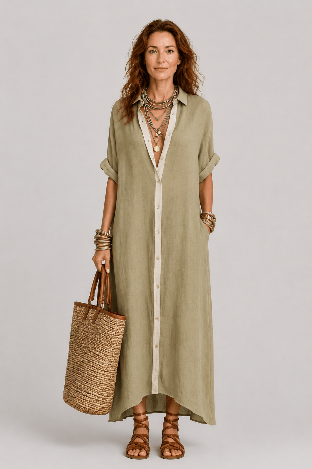Manelle Olive Green Maxi Dress