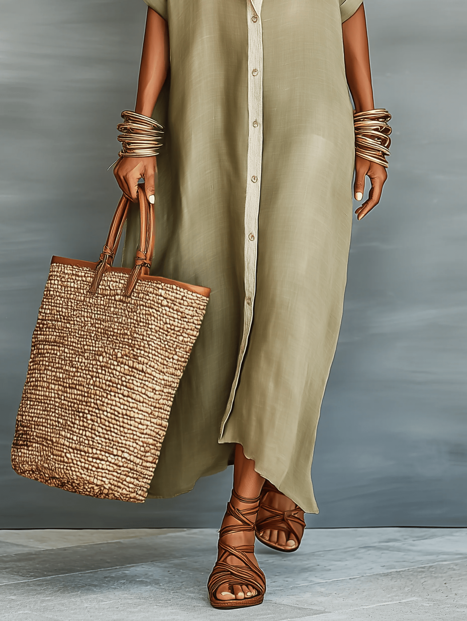 Manelle Olive Green Maxi Dress