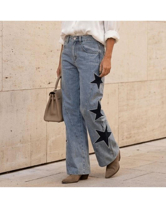 Vega Straight-Leg Jeans with Stars