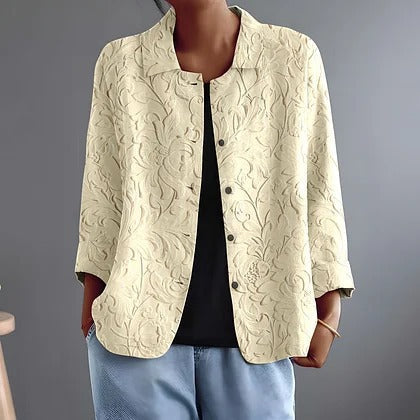 Delphinette | Tone-on-Tone Raised Floral Blouse